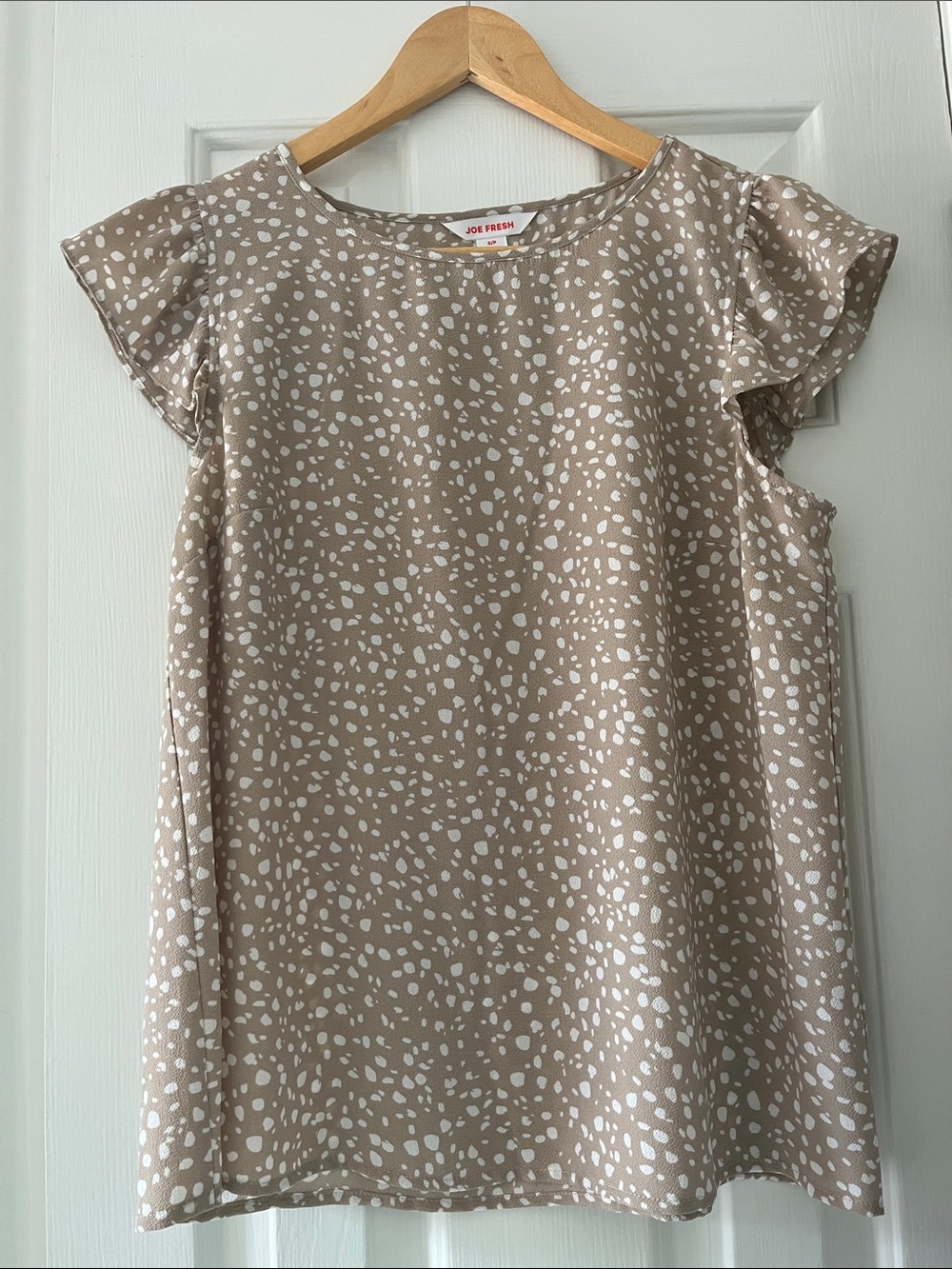 Taupe and White Dot Top